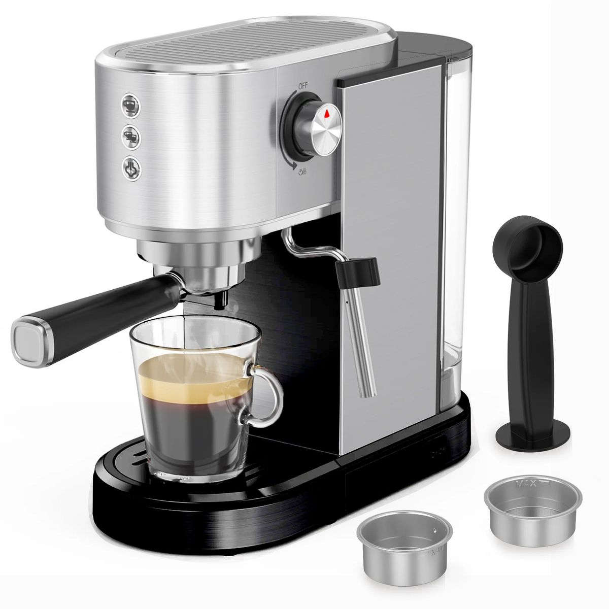 Professional espresso machine, 20 bar removable water tank, stainless steel