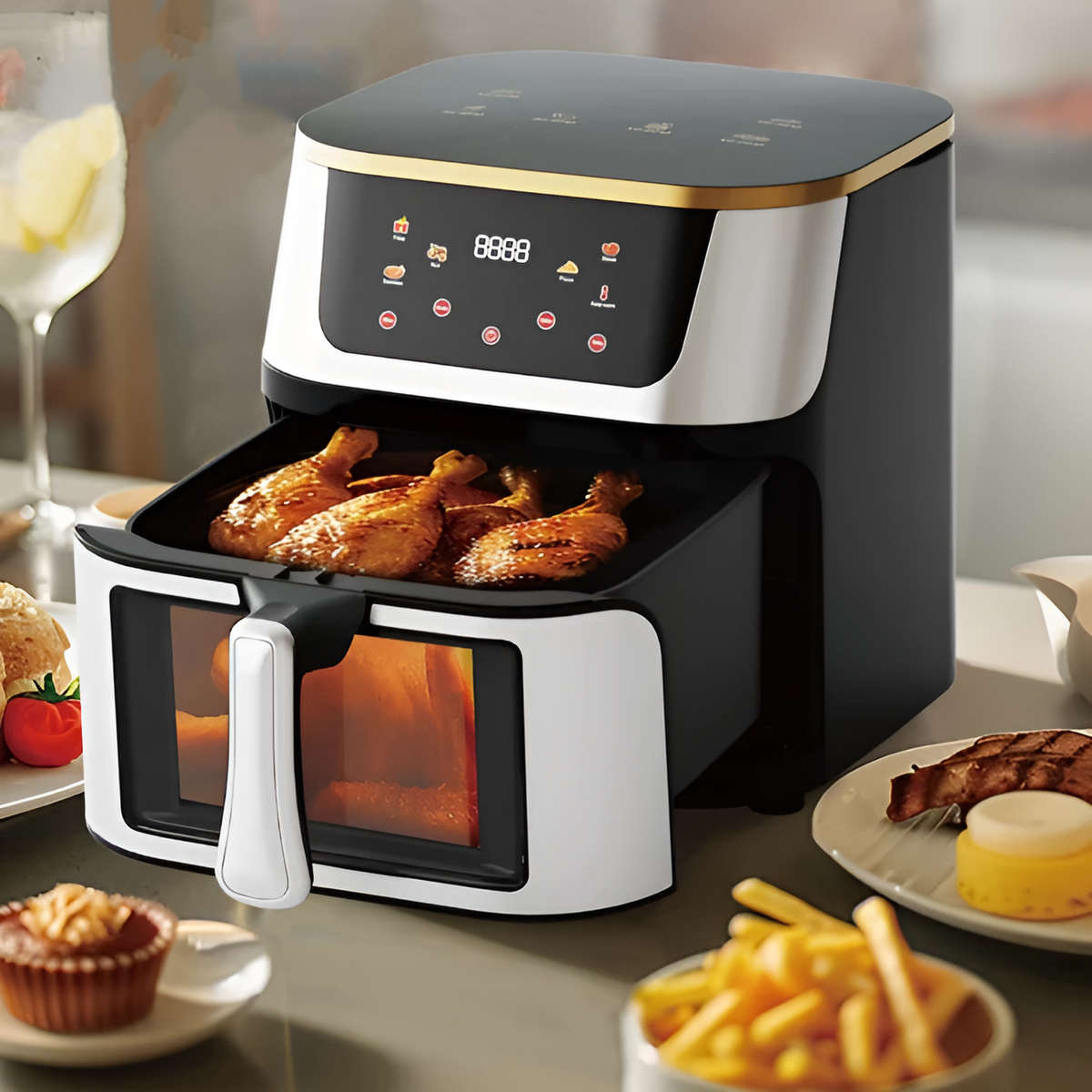 Air fryer 12L 2800W, large household air fryer, smart touch operation
