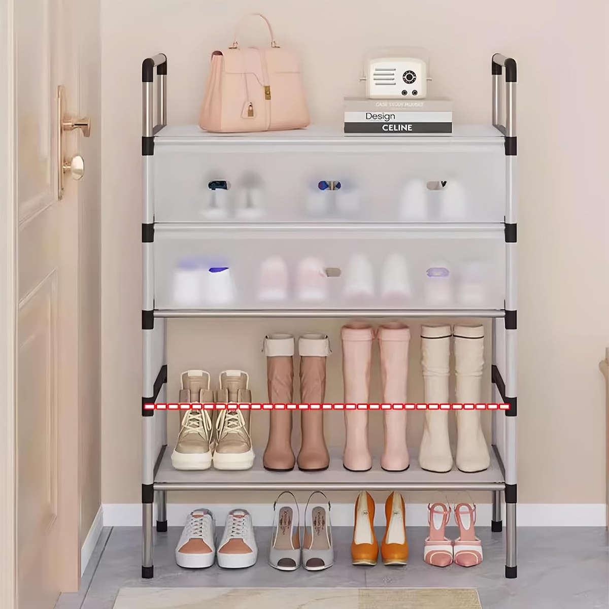 High-Quality 5-Layer Large-Capacity Dust-Proof Shoe Rack