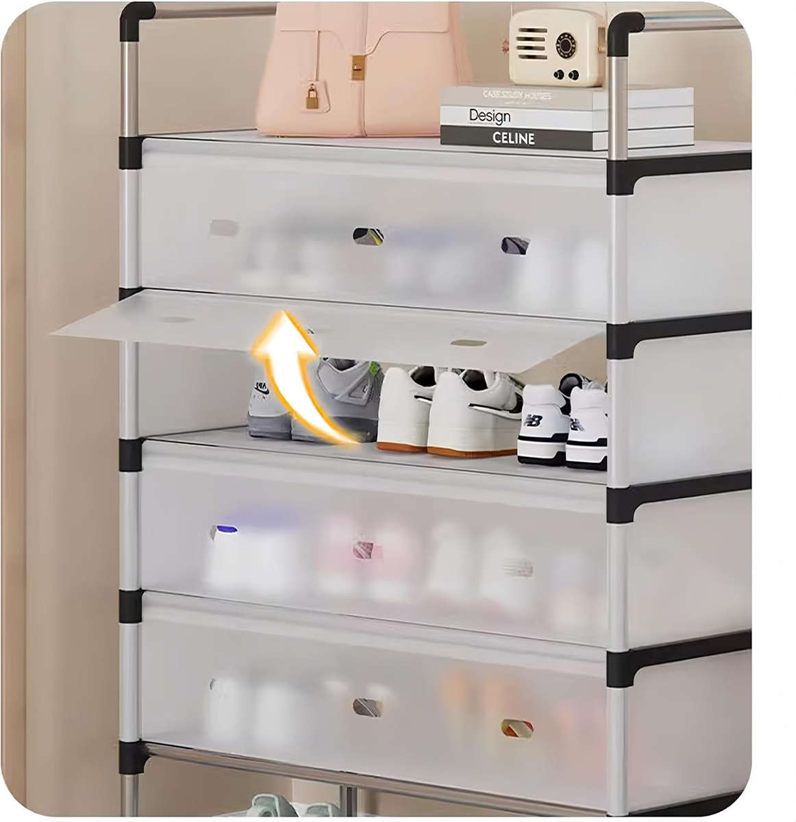 High-Quality 5-Layer Large-Capacity Dust-Proof Shoe Rack