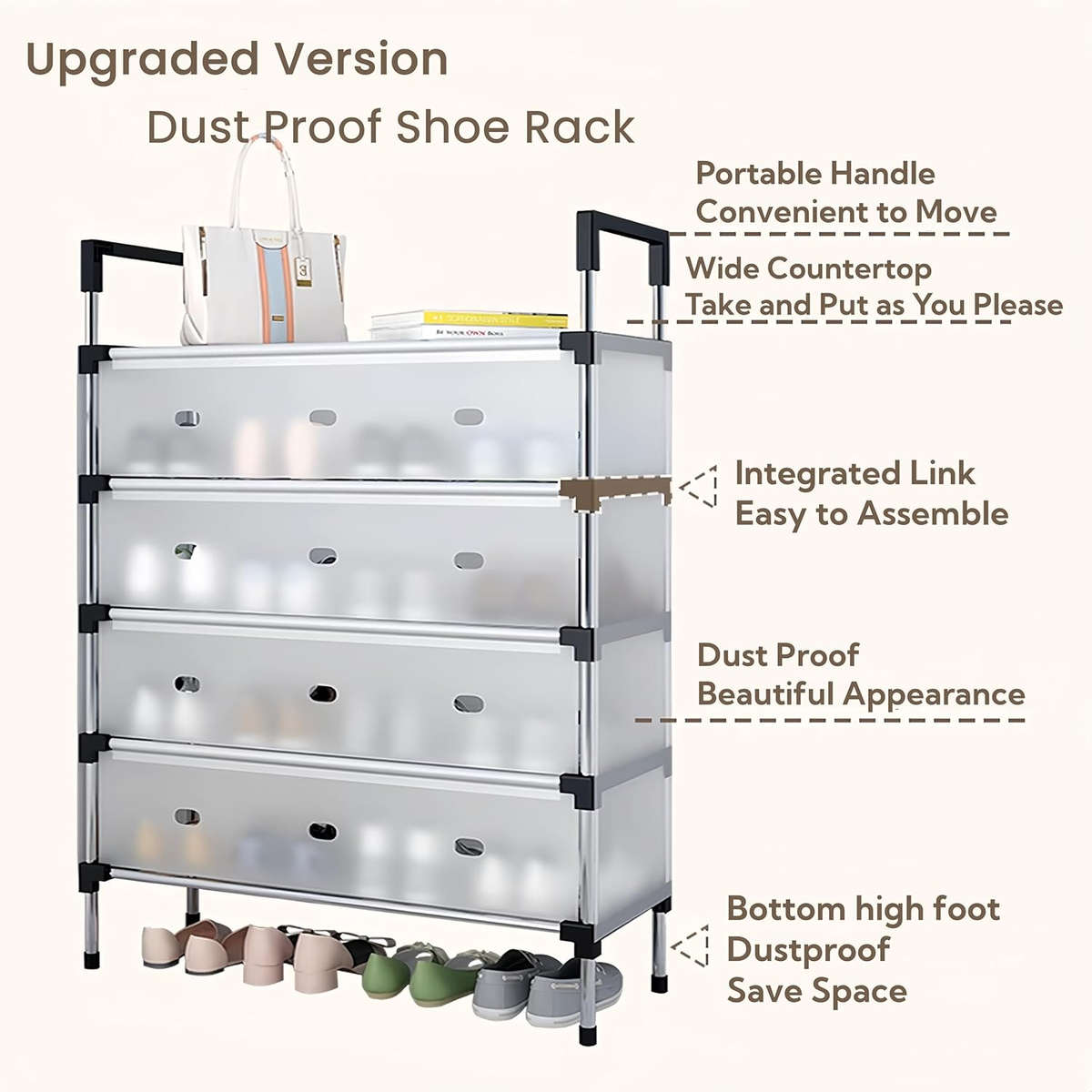 High-Quality 5-Layer Large-Capacity Dust-Proof Shoe Rack