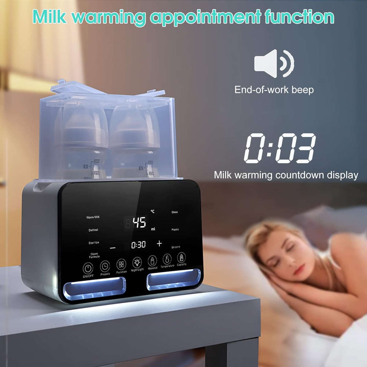 Baby Bottle Warmer With Night Light Large LCD Display Multifunctional