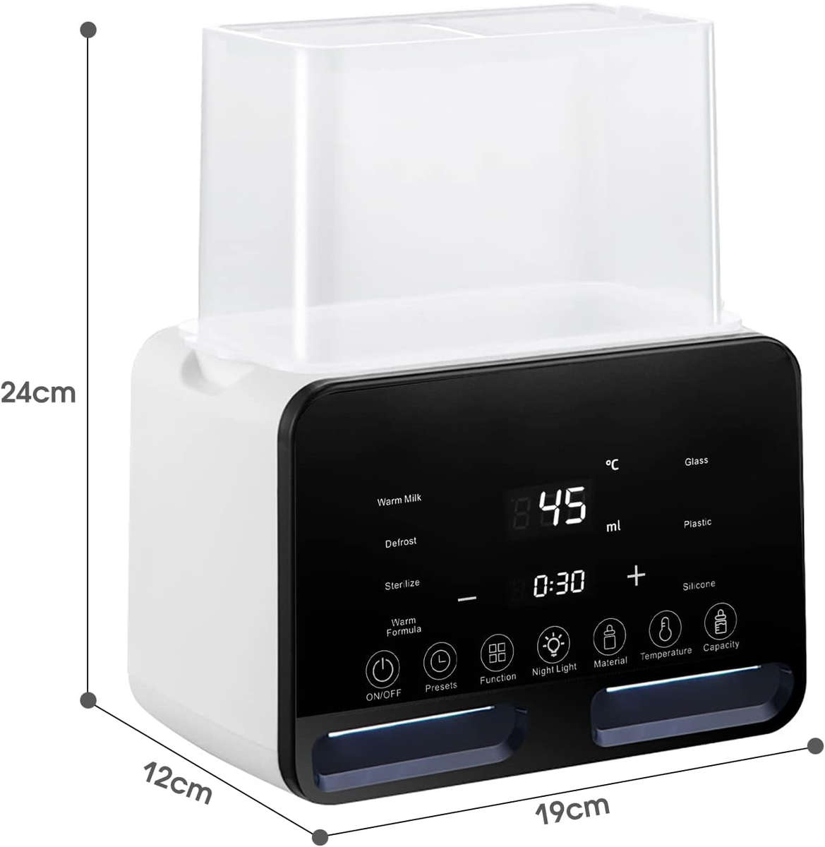 Baby Bottle Warmer With Night Light Large LCD Display Multifunctional