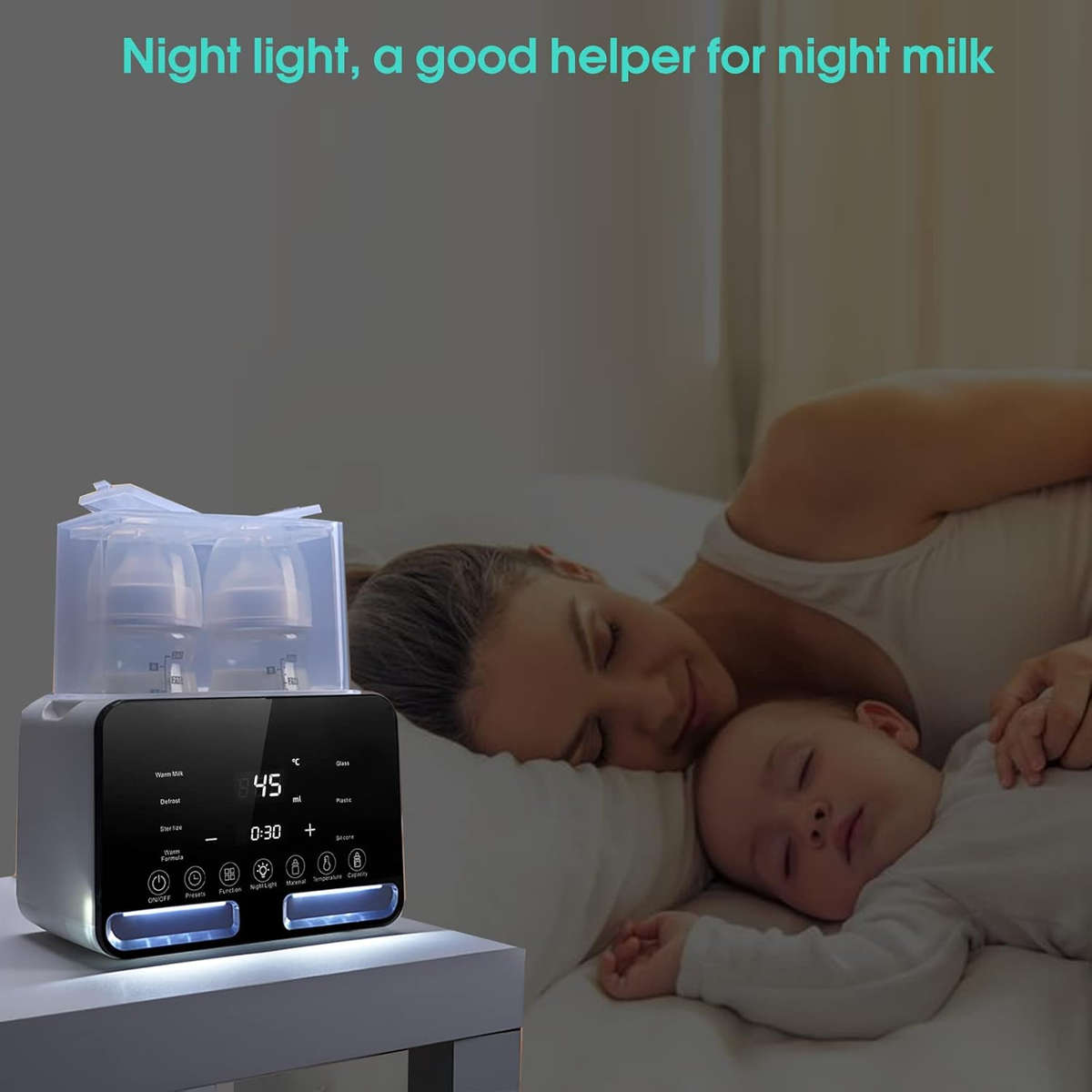 Baby Bottle Warmer With Night Light Large LCD Display Multifunctional