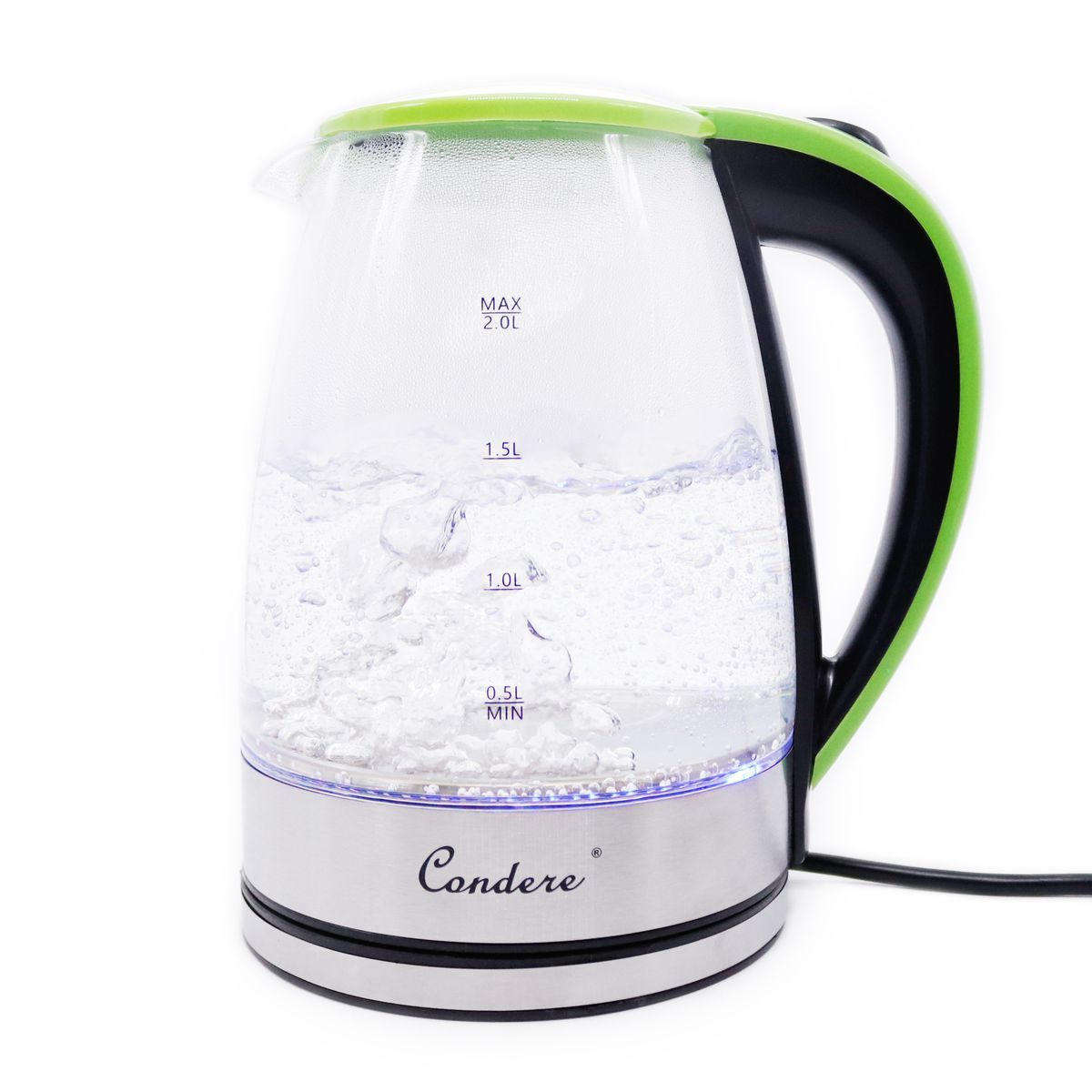 Cordless Electric Glass Kettle 2 Litre - Green
