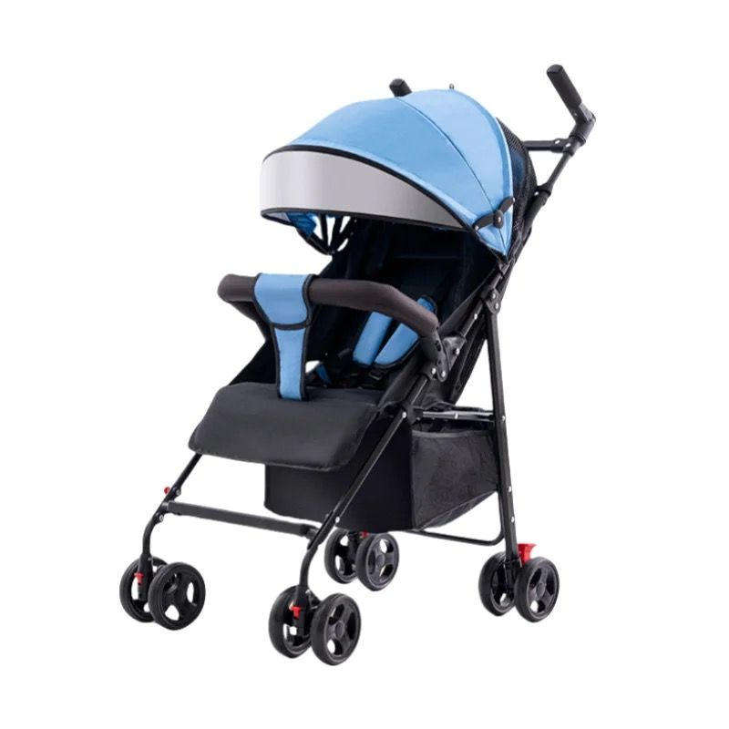 Deluxe folding stroller lightweight-blue