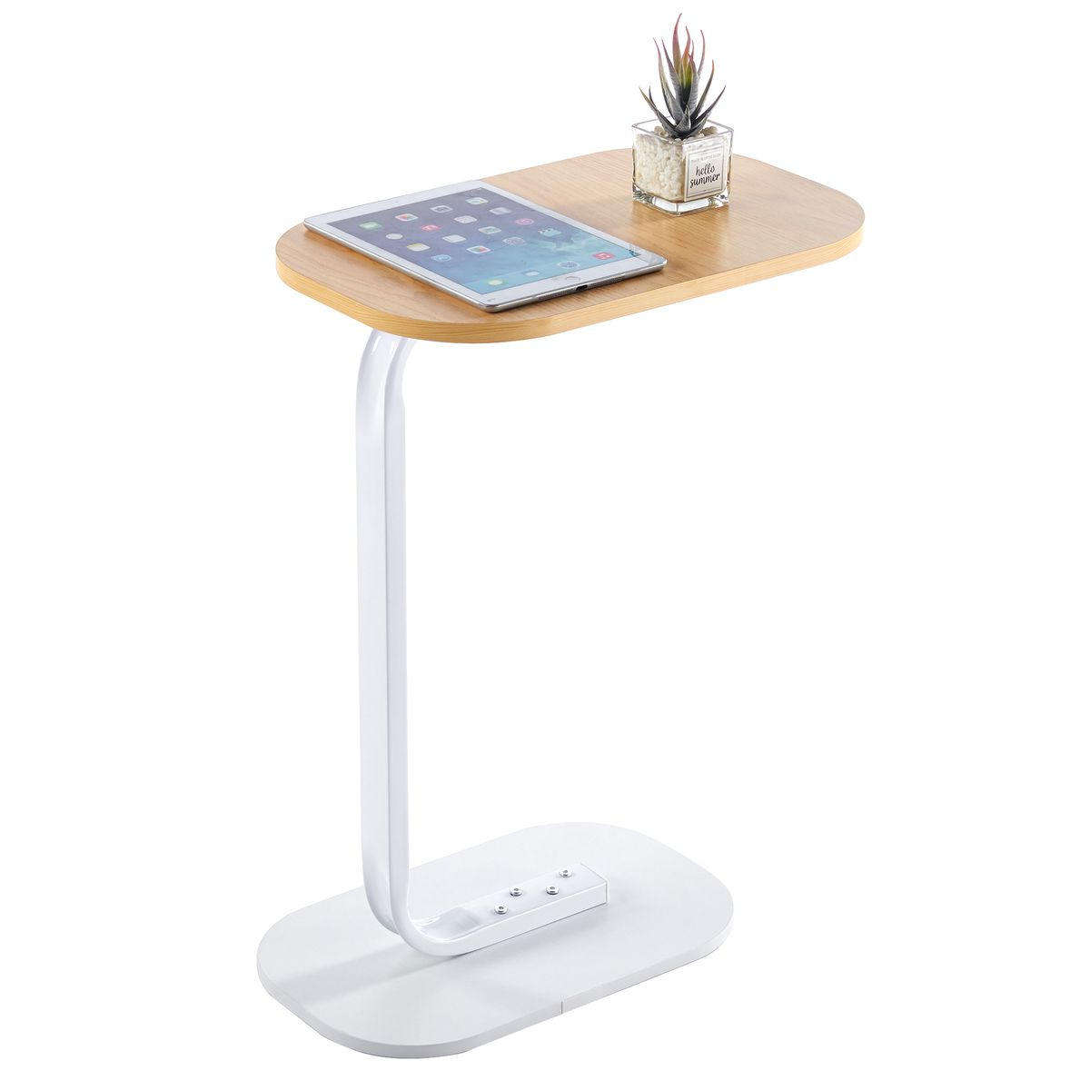 Small Side Table Couch End Table Bedside Table C Shaped Coffee Table - Light brown