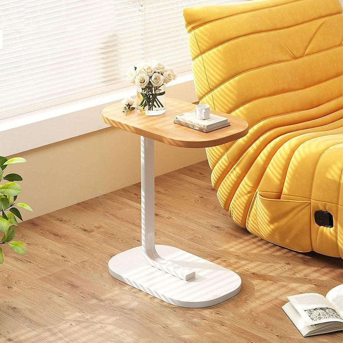 Small Side Table Couch End Table Bedside Table C Shaped Coffee Table - Light brown