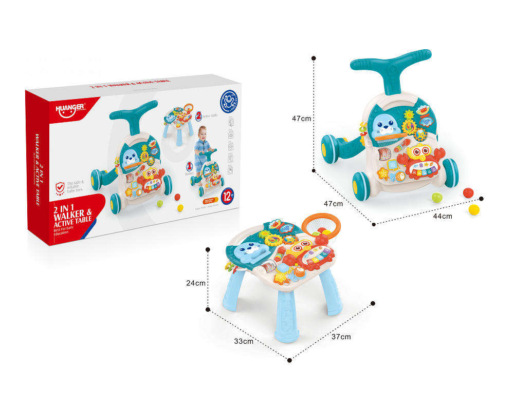 Jack Brown 2 in 1 Baby Baby Music Walker and Active Table - Red - Blue