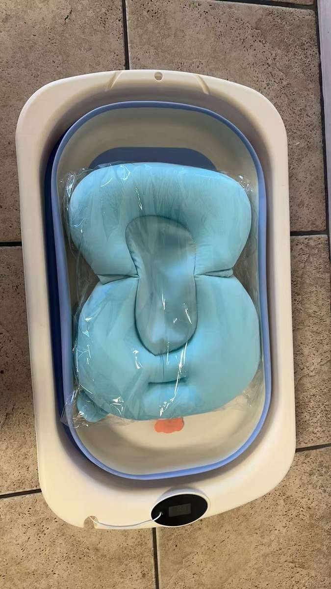 Foldable Baby Bathtub with Temperature Sensing,Collapsible Bath Tub - Blue