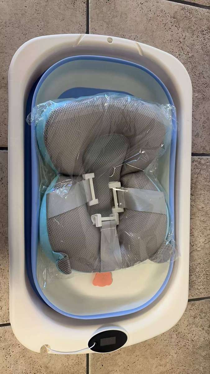 Foldable Baby Bathtub with Temperature Sensing,Collapsible Bath Tub - Blue