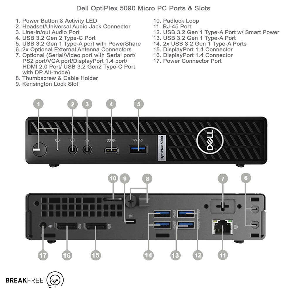 Dell OptiPlex 5090 Micro Desktop Computer with Intel Core i7, 11th gen 16GB RAM, Windows 11 Pro