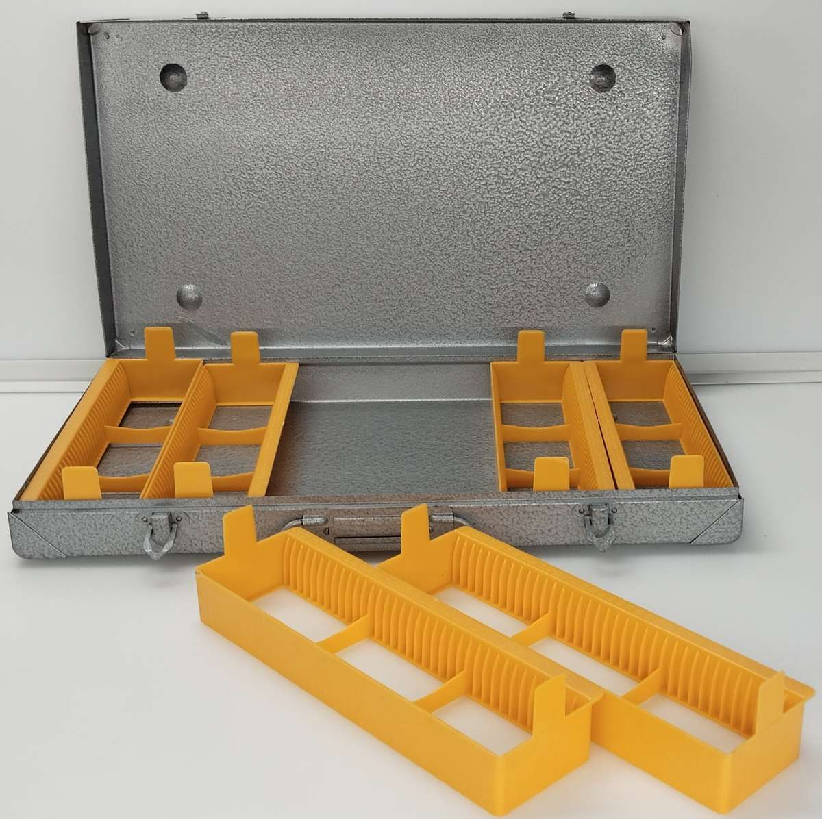 Vintage Photo Slide Storage Box. Metal.  Holds 216 Slides