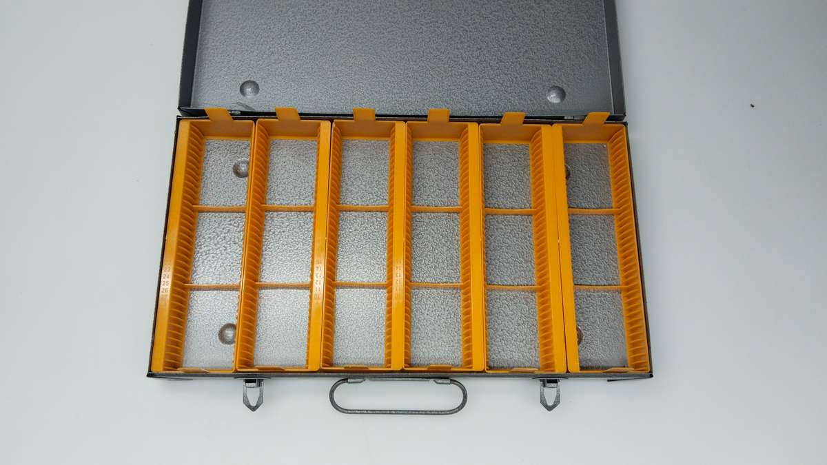 Vintage Photo Slide Storage Box. Metal.  Holds 216 Slides