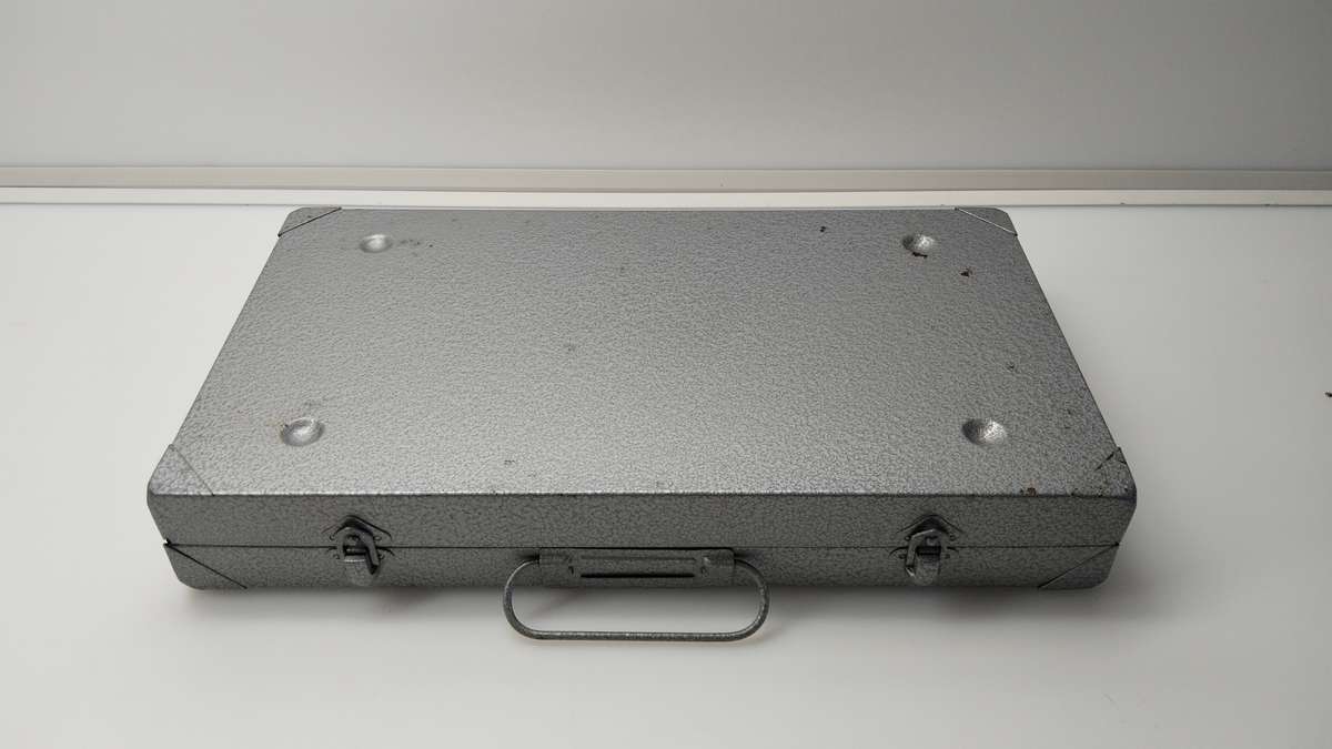 Vintage Photo Slide Storage Box. Metal.  Holds 216 Slides