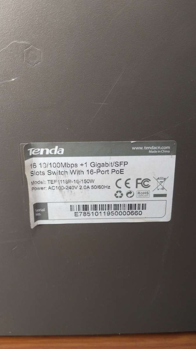 Tenda TEF1118P-16-150W Switch With 16 Port POE