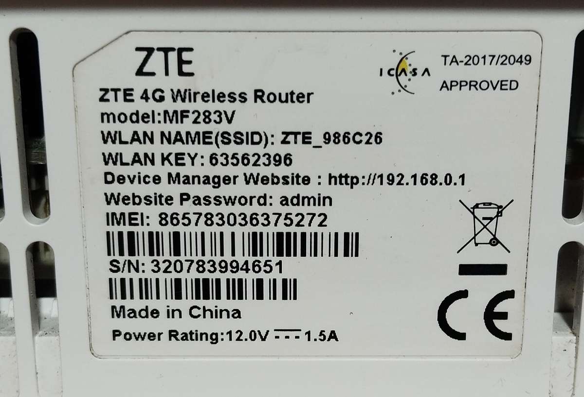 ZTE 4G Wireless Router MF283V - Uses Sim