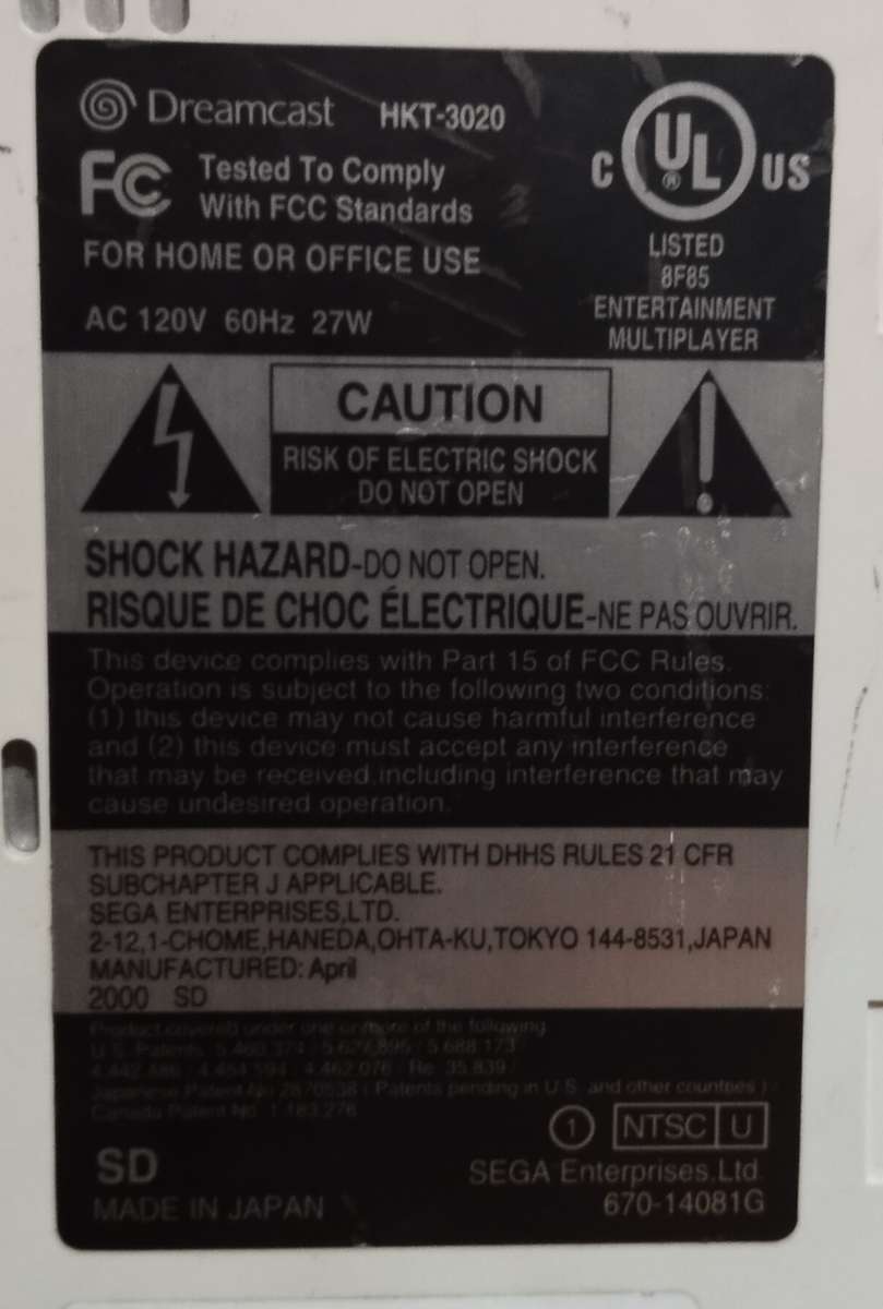 SEGA Dreamcast Console, Remote and Visual Memory Unit (Needs AV Cable)