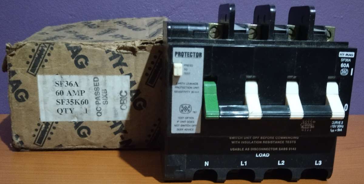 CBi SF36A Earth Leakage 60A 3P+N 415V 50 Hz 5kA Unused