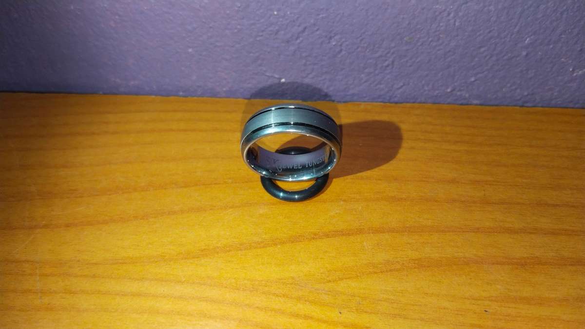 Tungsten Sk Jewel Mens Ring 10.5
