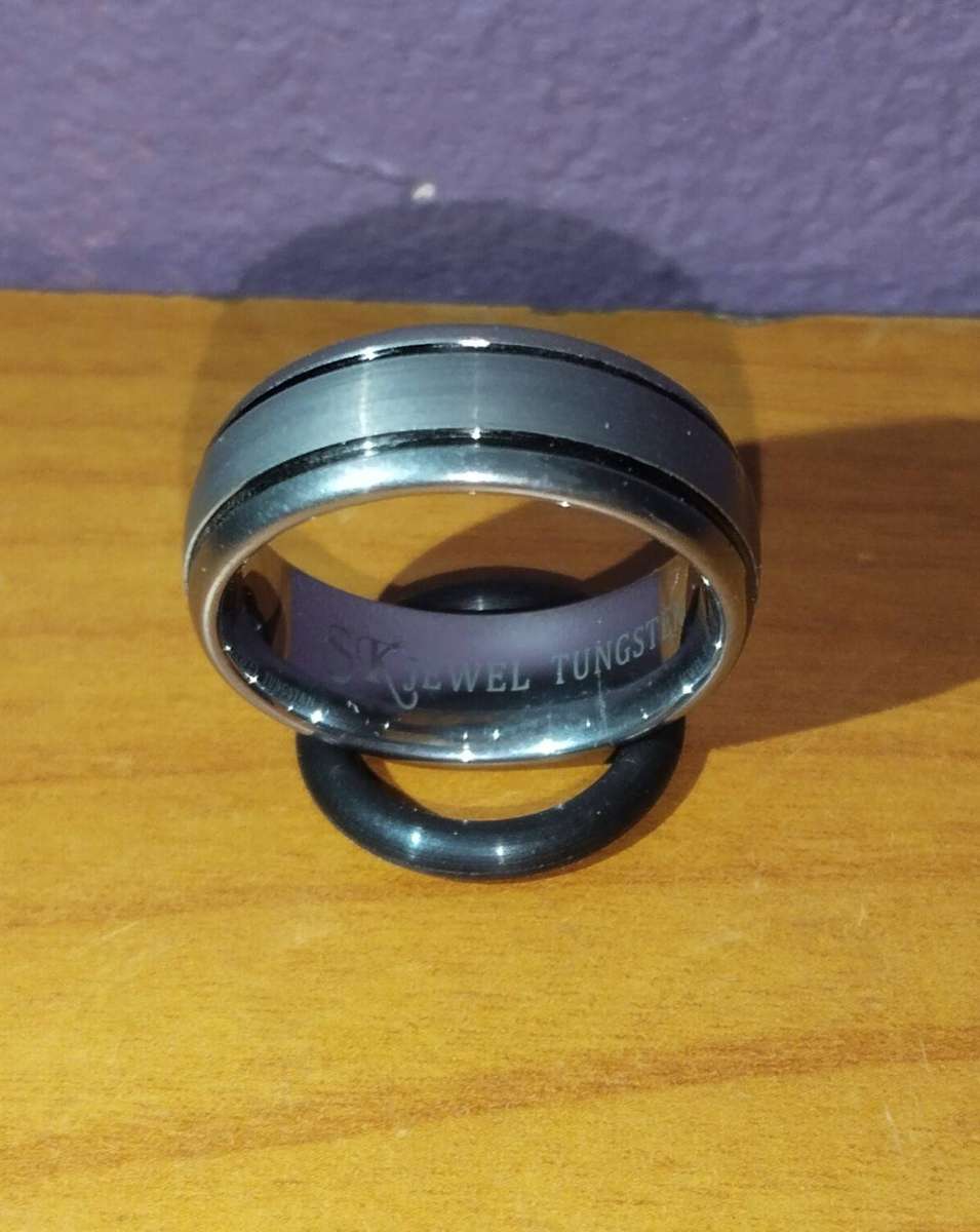 Tungsten Sk Jewel Mens Ring 10.5