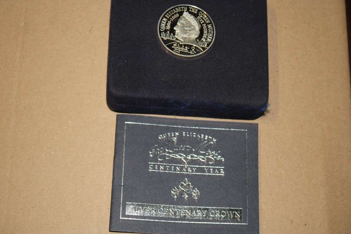 GREAT COIN   BRITISH CENTENARYSILVER 5 POUND CROWN 28.3 GRAMS