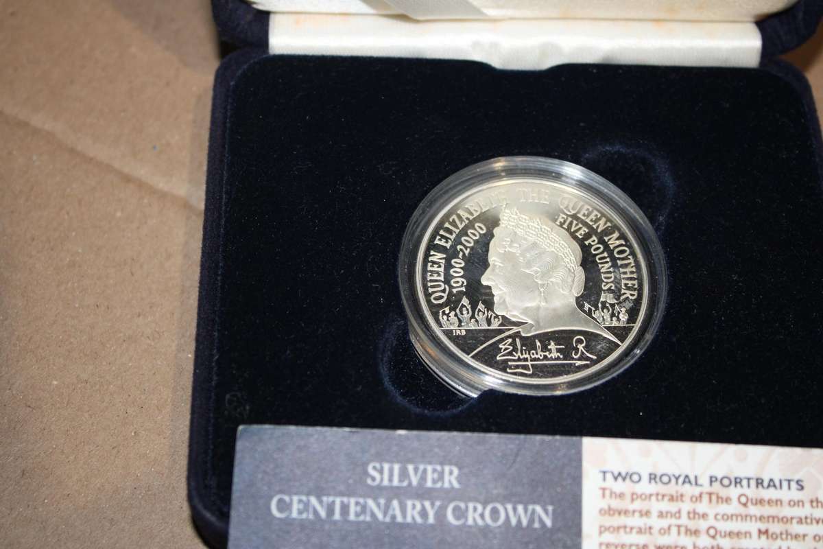 GREAT COIN   BRITISH CENTENARYSILVER 5 POUND CROWN 28.3 GRAMS