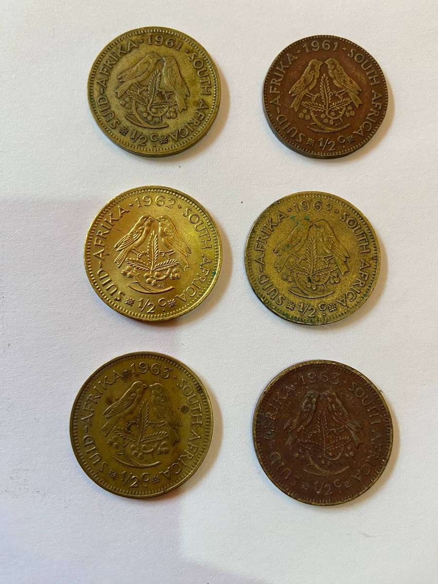 6 x Half Cents, South African Coins, Rare Coins Auction, Lot 3 Of 7