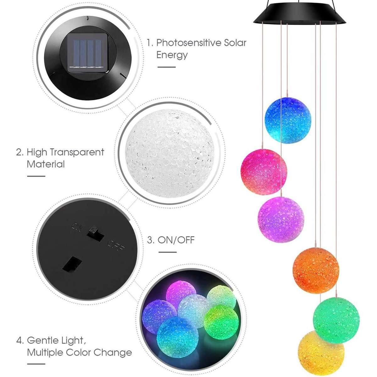 Solar Powered RGB Eva Ball Garden Lights, Lot 11 Of 11