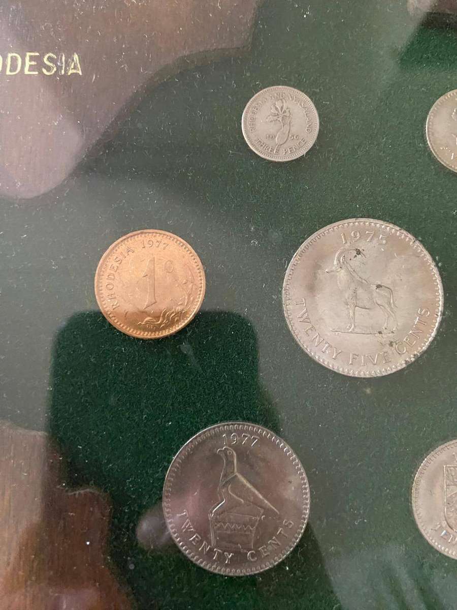 Rhodesia Coin Set In Wooden Frame (Rare), Rare Coins And Notes Auction, Lot 1 Of 20