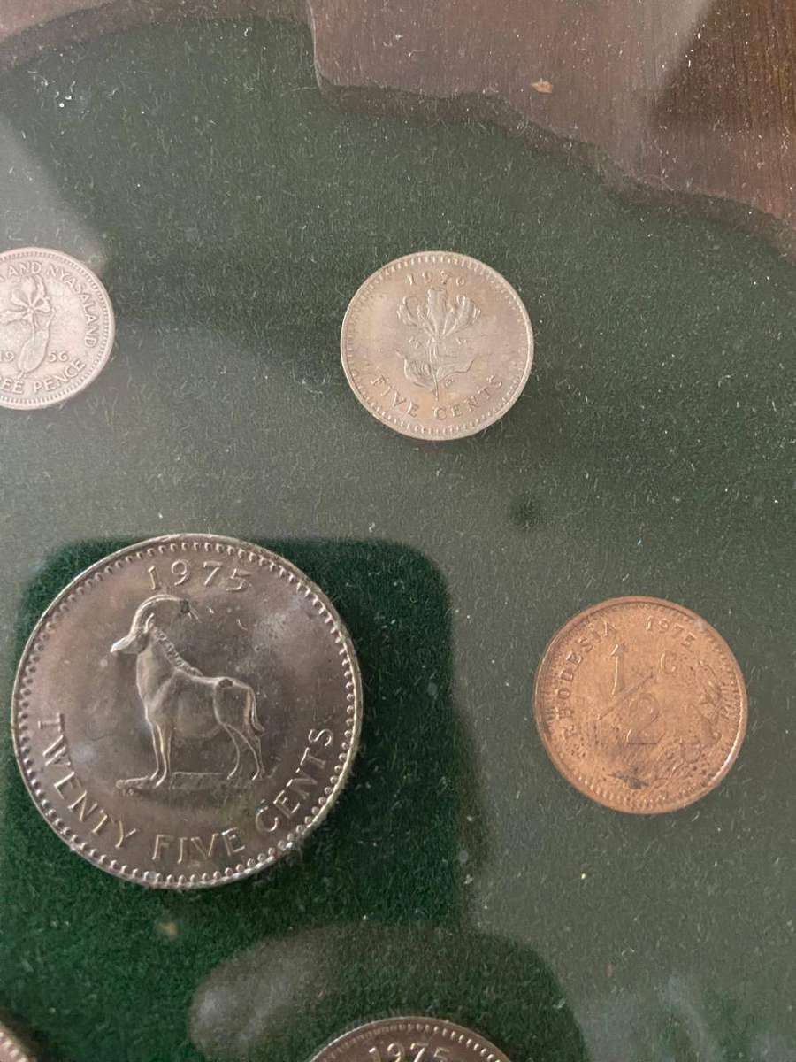 Rhodesia Coin Set In Wooden Frame (Rare), Rare Coins And Notes Auction, Lot 1 Of 20