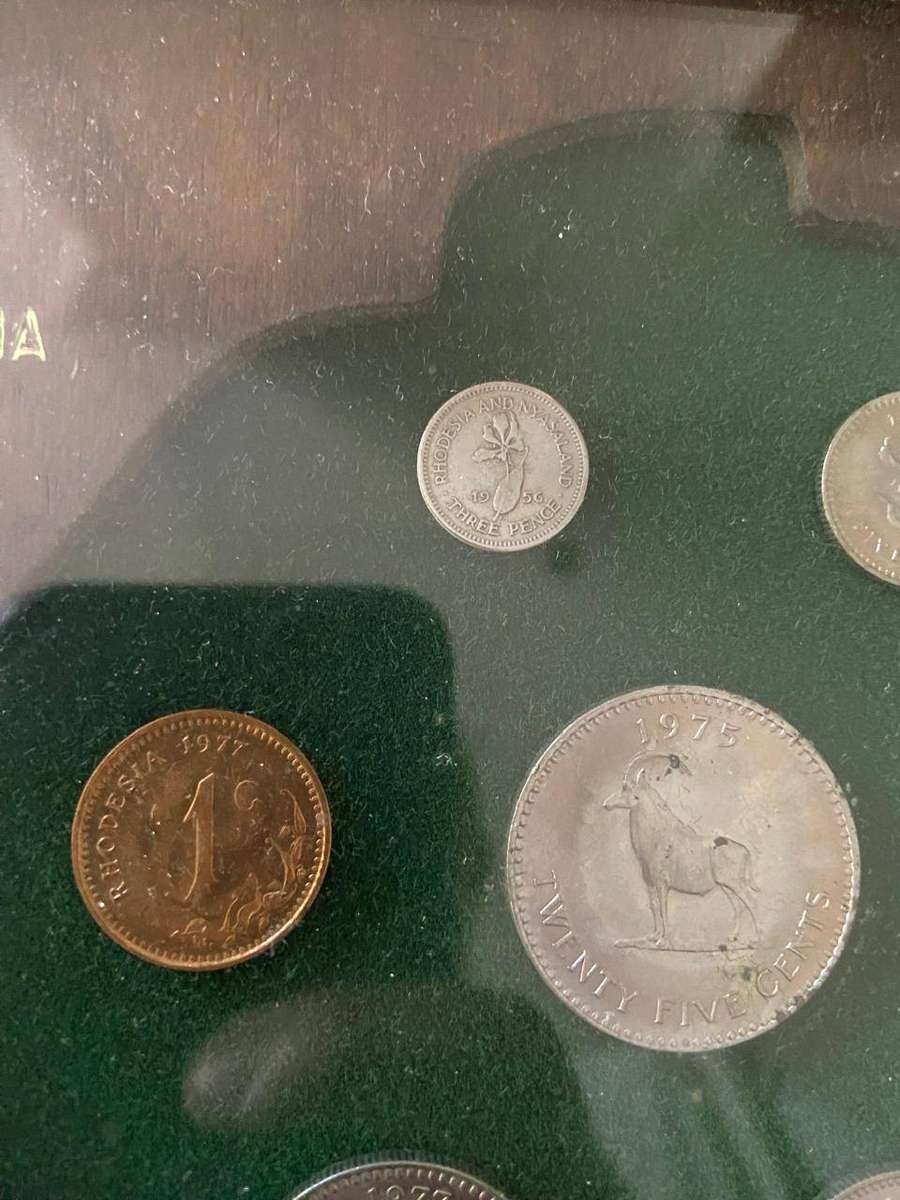 Rhodesia Coin Set In Wooden Frame (Rare), Rare Coins And Notes Auction, Lot 1 Of 20