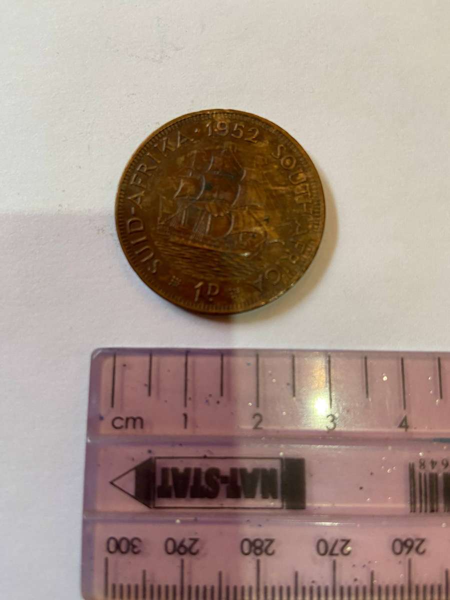1952 1 Penny South African Coin, Rare Coins Auction, Lot 4 Of 7