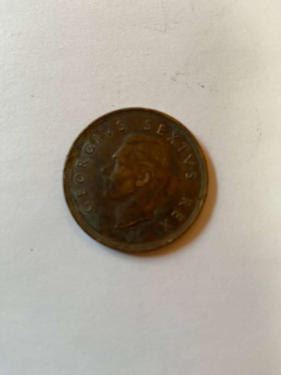 1952 1 Penny South African Coin, Rare Coins Auction, Lot 4 Of 7