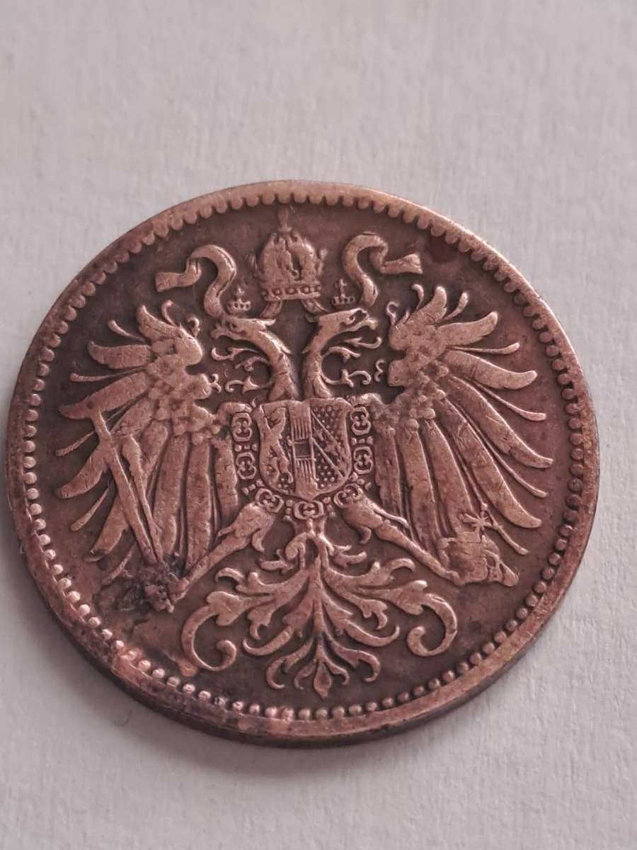 1897 Austrian empire 2 Heller coin