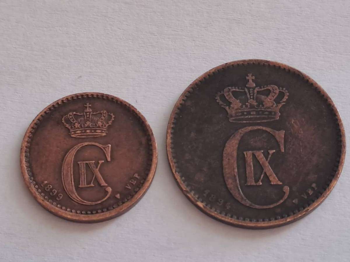 1899 Denmark 1 Ore + 1894 Denmark 2 Ore (2 coins)
