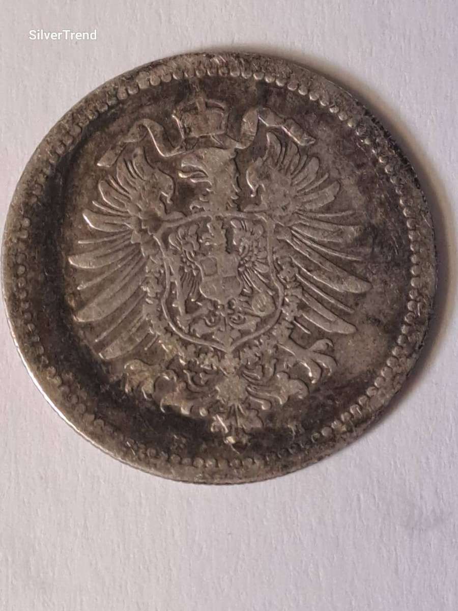 1876  Germany 50 Pfennig  .90 silver