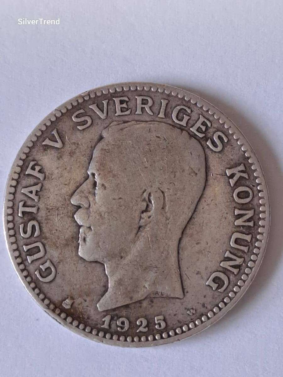 Silver Sweden 1 Krona 1923 key Date Rare with low mintage Silver (.800)