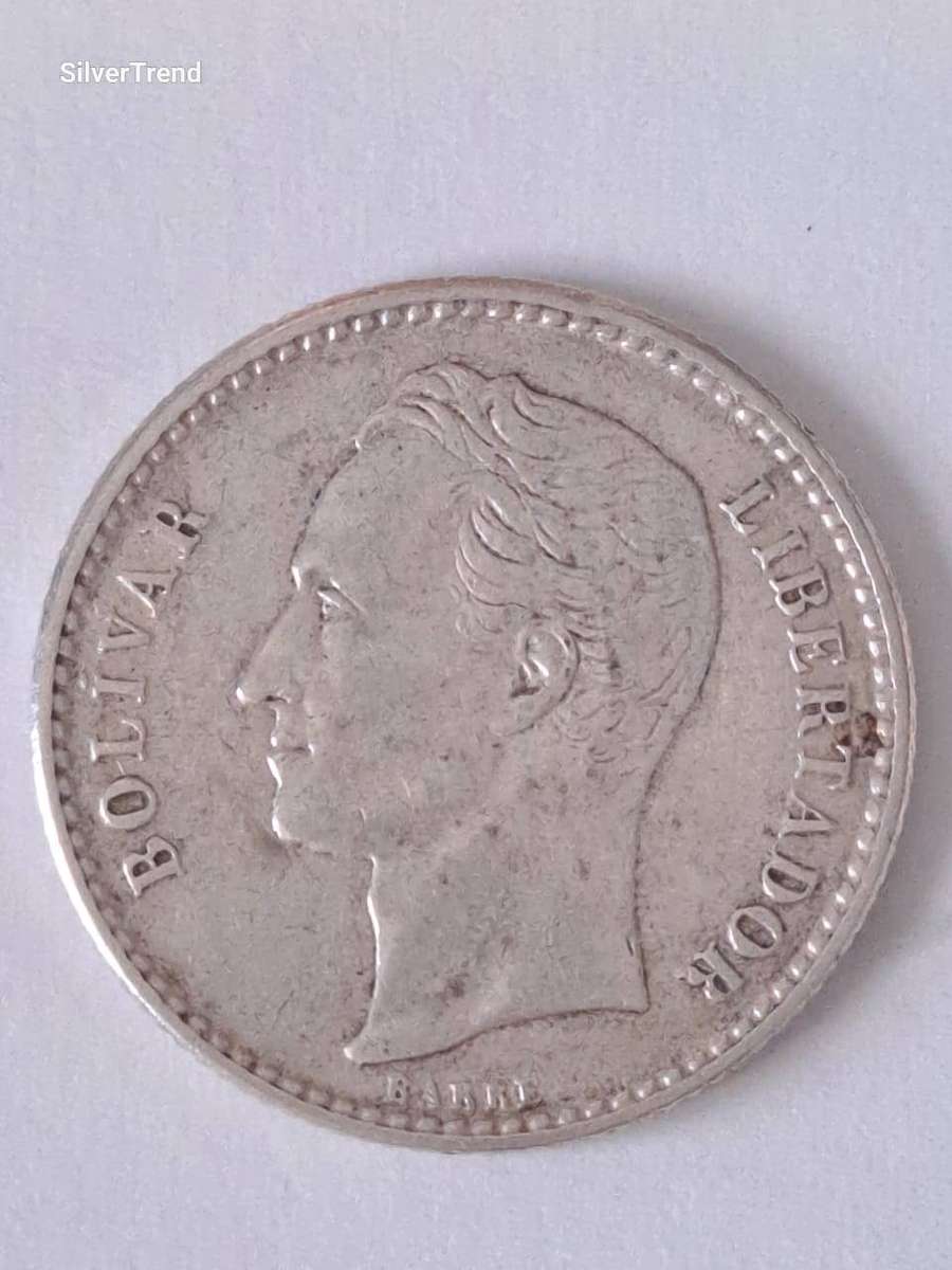 1954  BOLIVAR  VENEZUELA 50 Centimos coin Silver (.835)