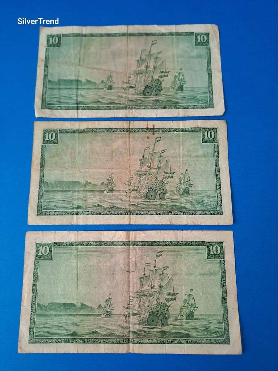 3 x 10 Rand Banknotes  T.W. de Jongh