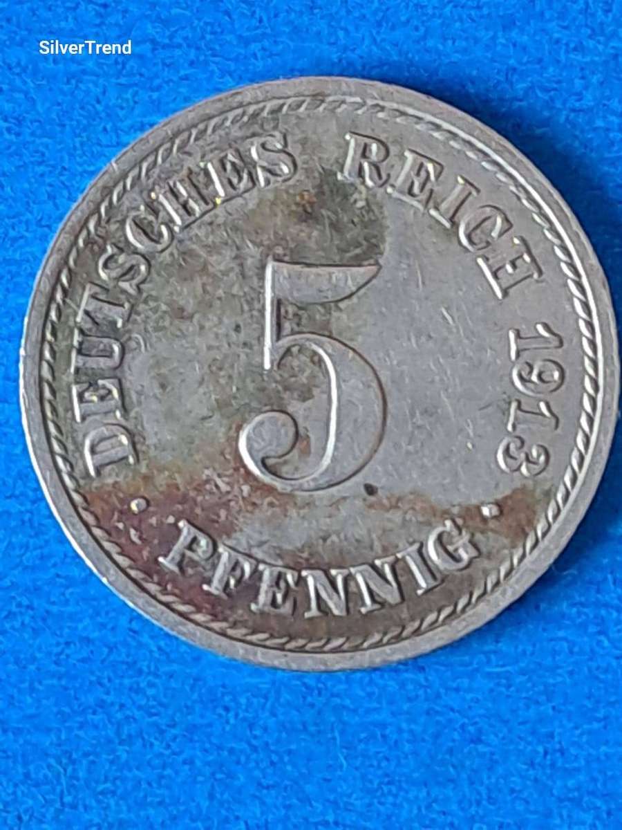 1913 GERMANY 5 Pfennig with Berlin mintmark