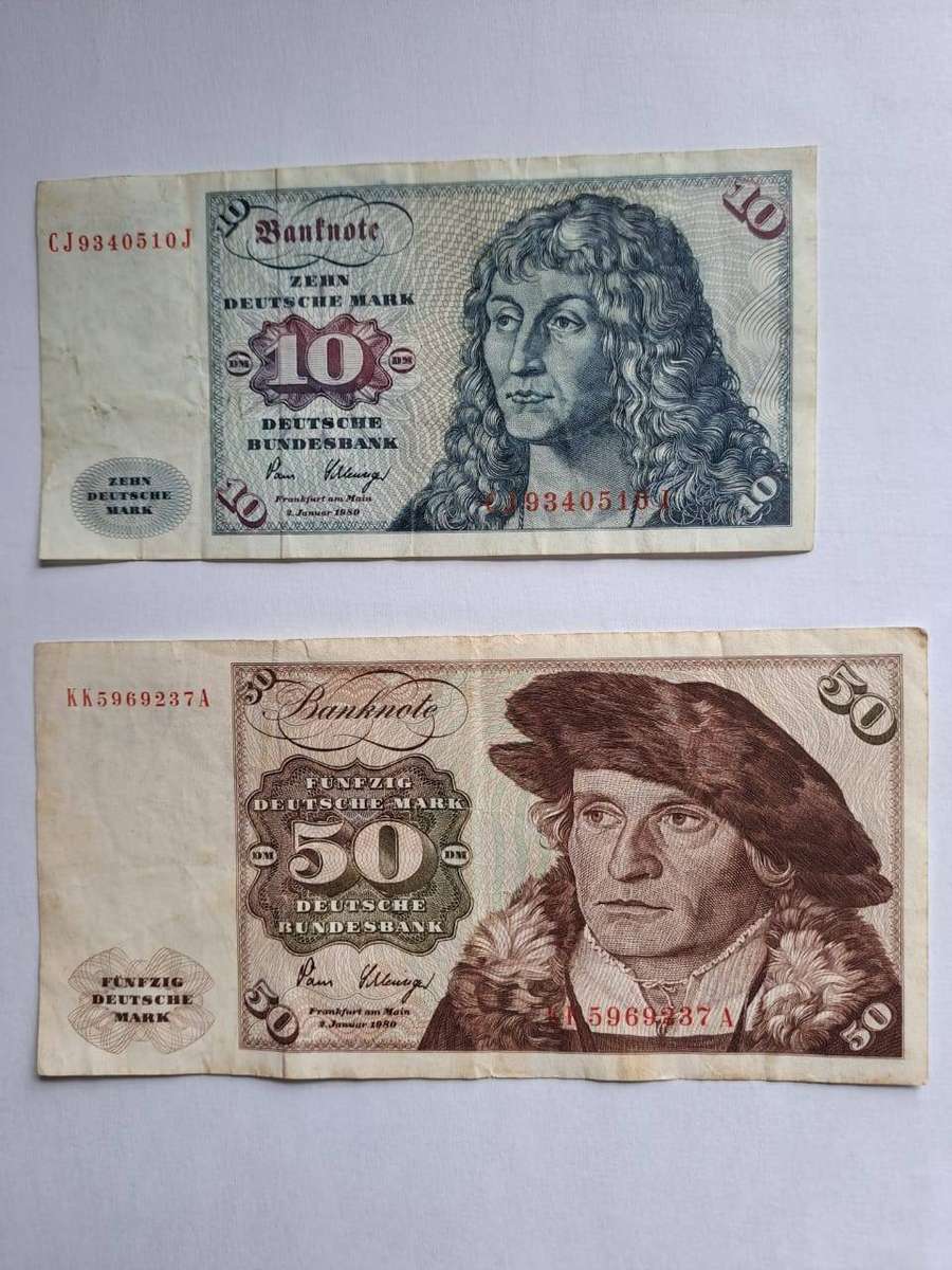 10 and 50 Deutsche Mark Notes