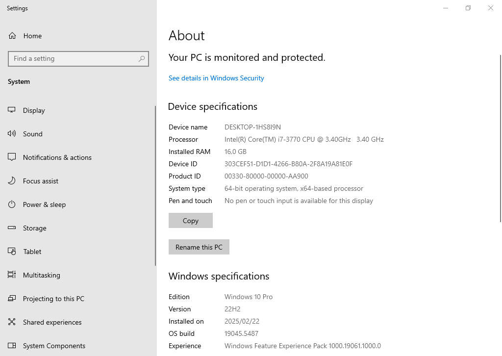 i7 gaming PC with GPU