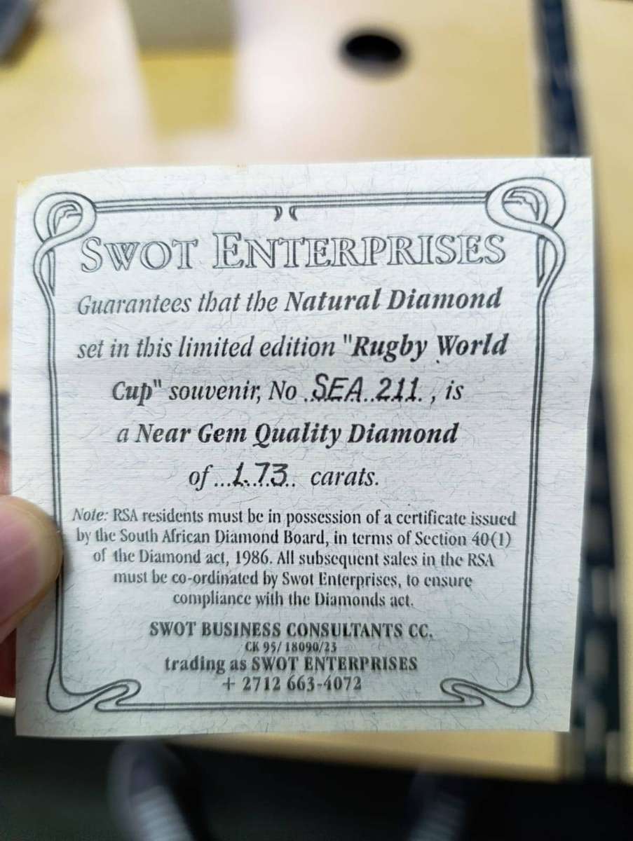 1995 Rugby World Cup Diamond Souvenir  Limited Edition