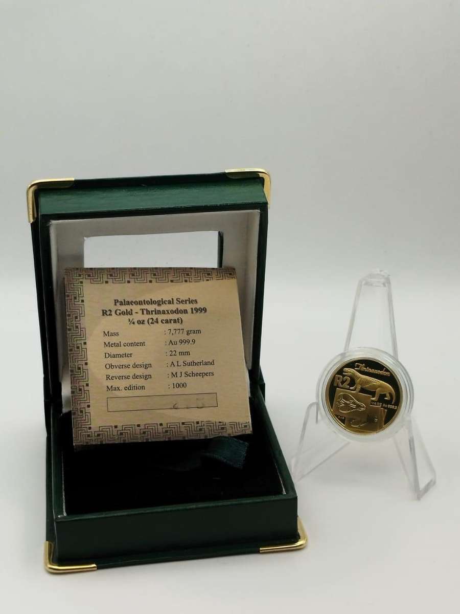 1999 R2 Thrinaxodon 1/4 oz Fine Gold SA Mint Palaeontological Series COA + Box Limited 1,000