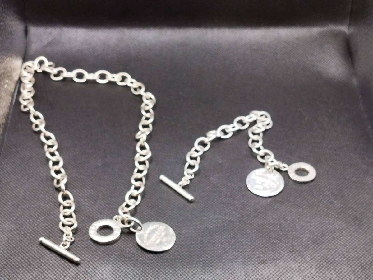Authentic Tiffany & Co Return To Tiffany 925 Silver Necklace & Bracelet Set  55.99g