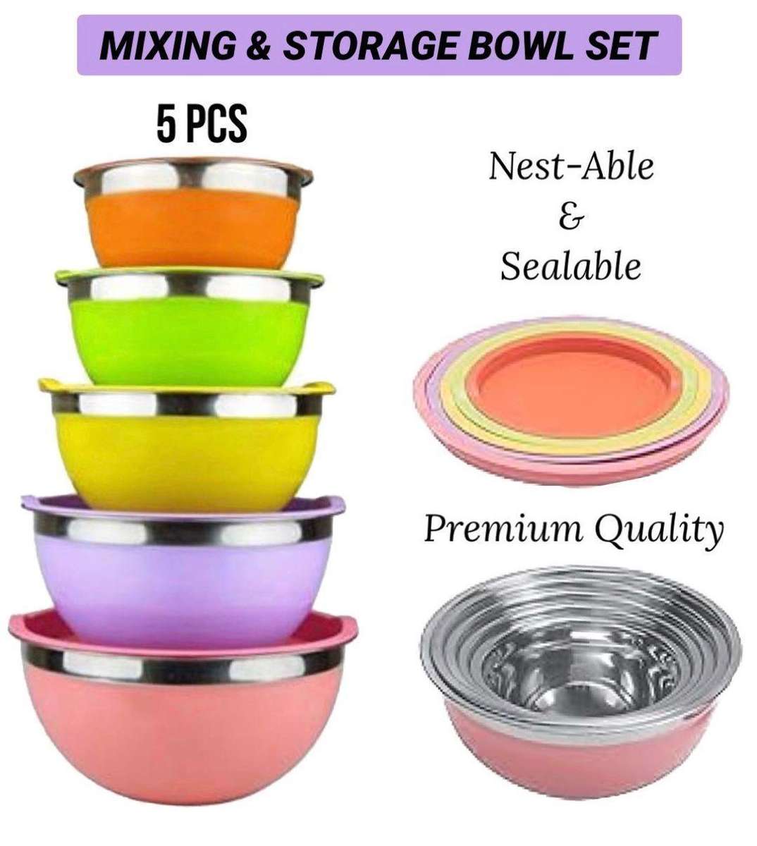 MIXING & STORAGE BOWL SET  5 PCS