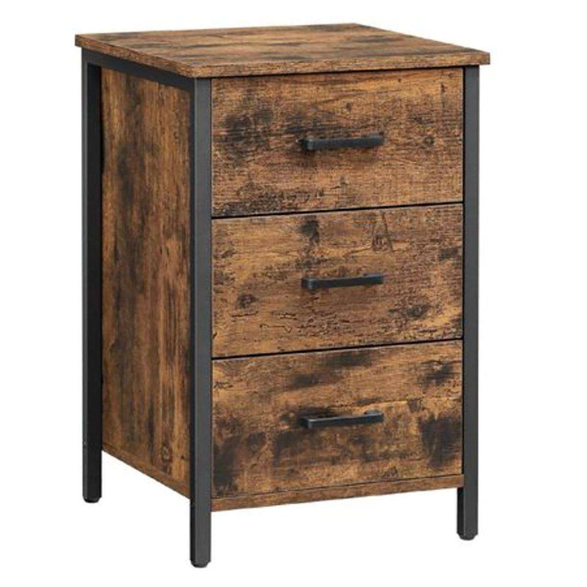 3-Drawer Bedside Table - Wooden Nightstand for Bedroom Storage