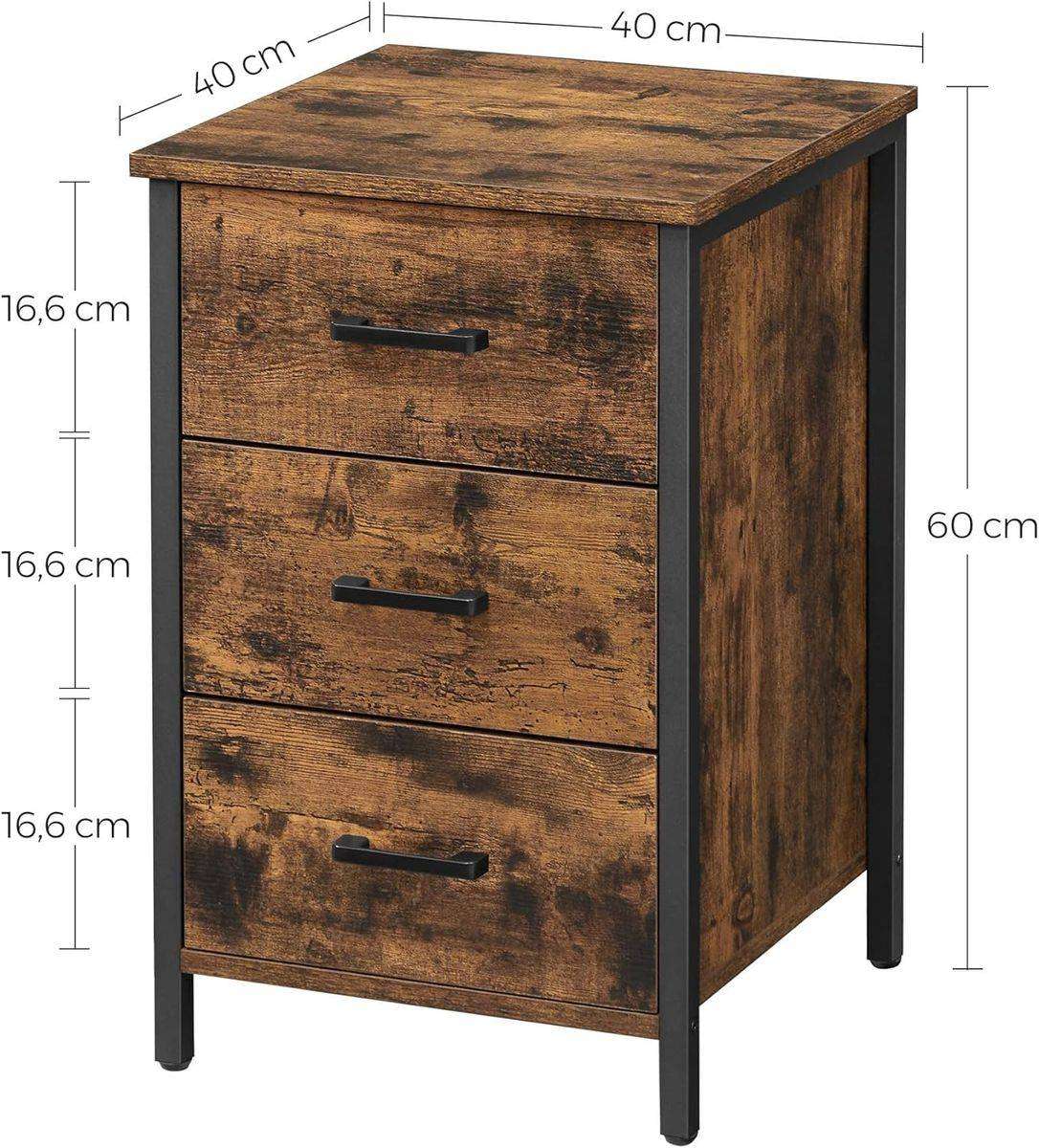 3-Drawer Bedside Table - Wooden Nightstand for Bedroom Storage