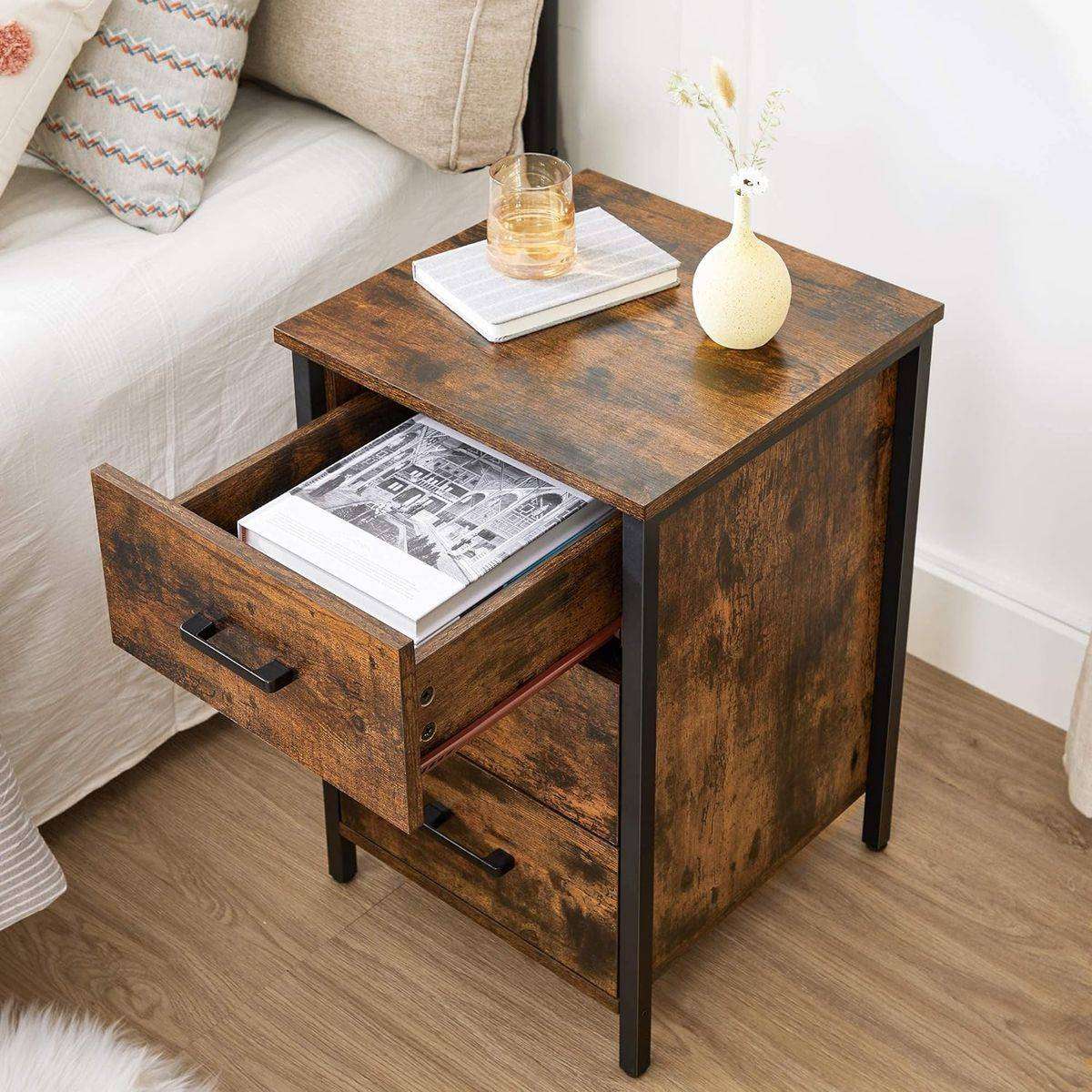 3-Drawer Bedside Table - Wooden Nightstand for Bedroom Storage